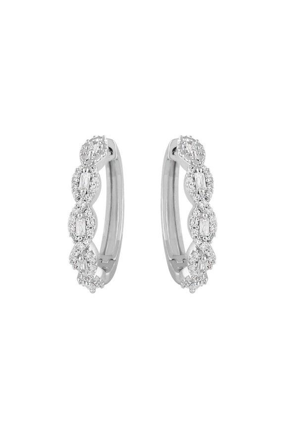 Hoop Women's Wear Earrings For Her 14k White Gold Plated 925 Silver 2.00 CT Round Cut VVS1/D Diamond