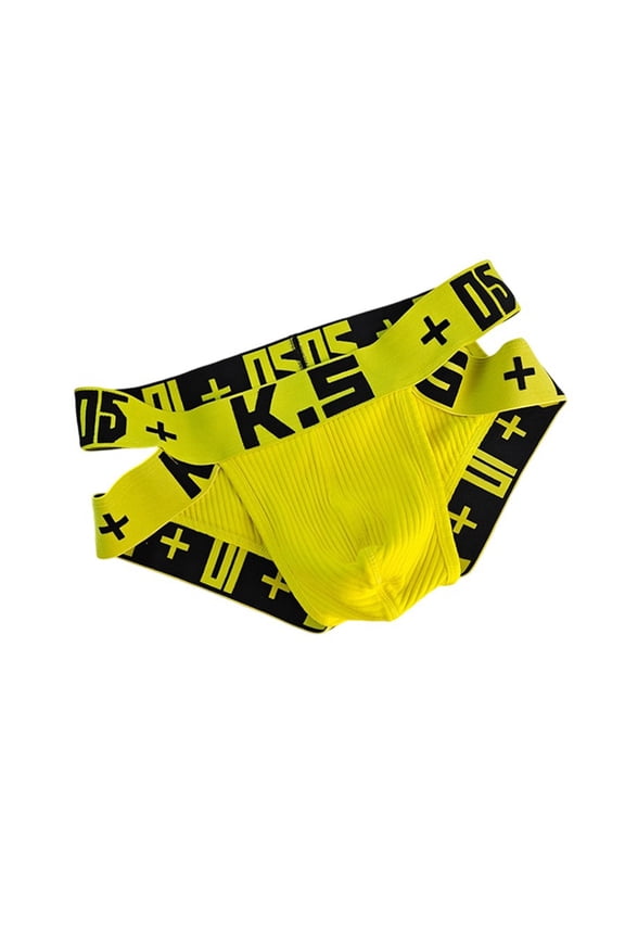Daily Wear Men’s Underwear Low Rise Briefs with Letter Print for Summer - Fashion Underwear for Casual Sports and Everyday Comfort, S, Yellow