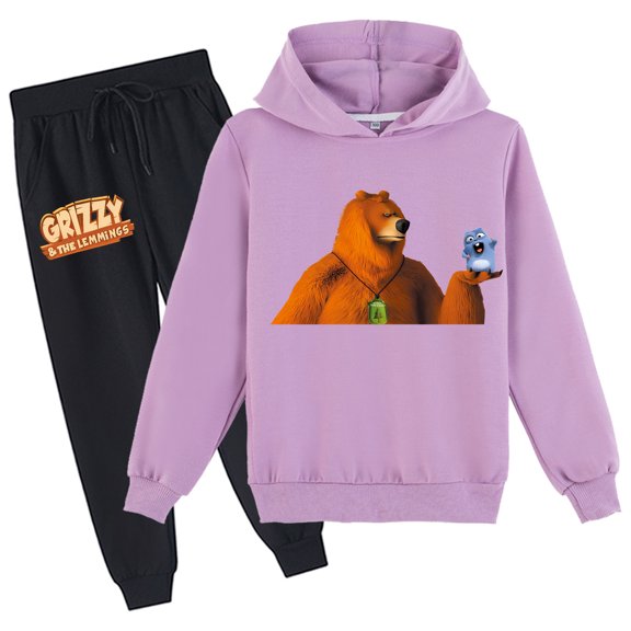 Daily Wear Set Grizzly And The Lemmings Loose Fit Hoodie & Pants fits School Students for Holidays Sports