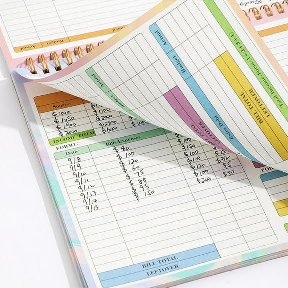 Daily Weekly Financial Accounting Coil Note- Household Income Expenditure Log, Cash Budget Planner, Easy-Write Pages, Durable Coil Bind, Perfect for Family Budget Tracking & Planning, 10*7in, White