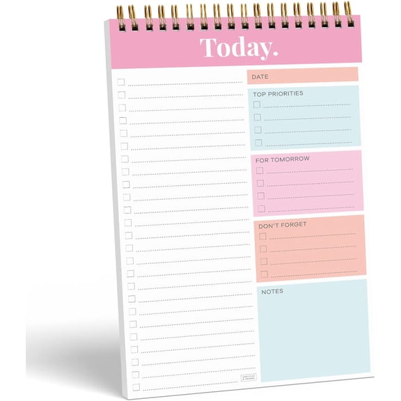 Daily & Weekly To Do List Notepad – Undated Work Planner & Organizer with  List Section, 52-Sheet Coiled Task Pad for Productivity – PINK To Do List Notebook for Work