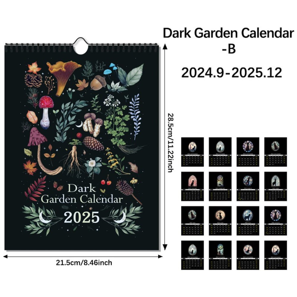 Daily Weekly Monthly Planner 2025 Calendar Mystery Garden Dark Garden
