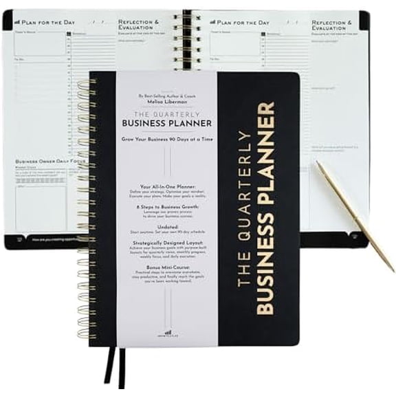 Daily, Weekly & Monthly Planner | Quarterly Business Planner for Business Owners | 90-Day Goal, Productivity & Organizer System | Plan, Execute & Reflect with Clarity for Growth$$Office