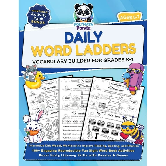 Daily Word Ladders and Vocabulary Builder for Grades K-1: Interactive Kids Weekly Workbook to Improve Reading, Spelling,, (Paperback)