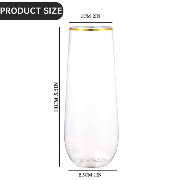 Daily plain water drinking use,Drinking glass,Tempered glass Gold Rim Champagne Glass-Clear