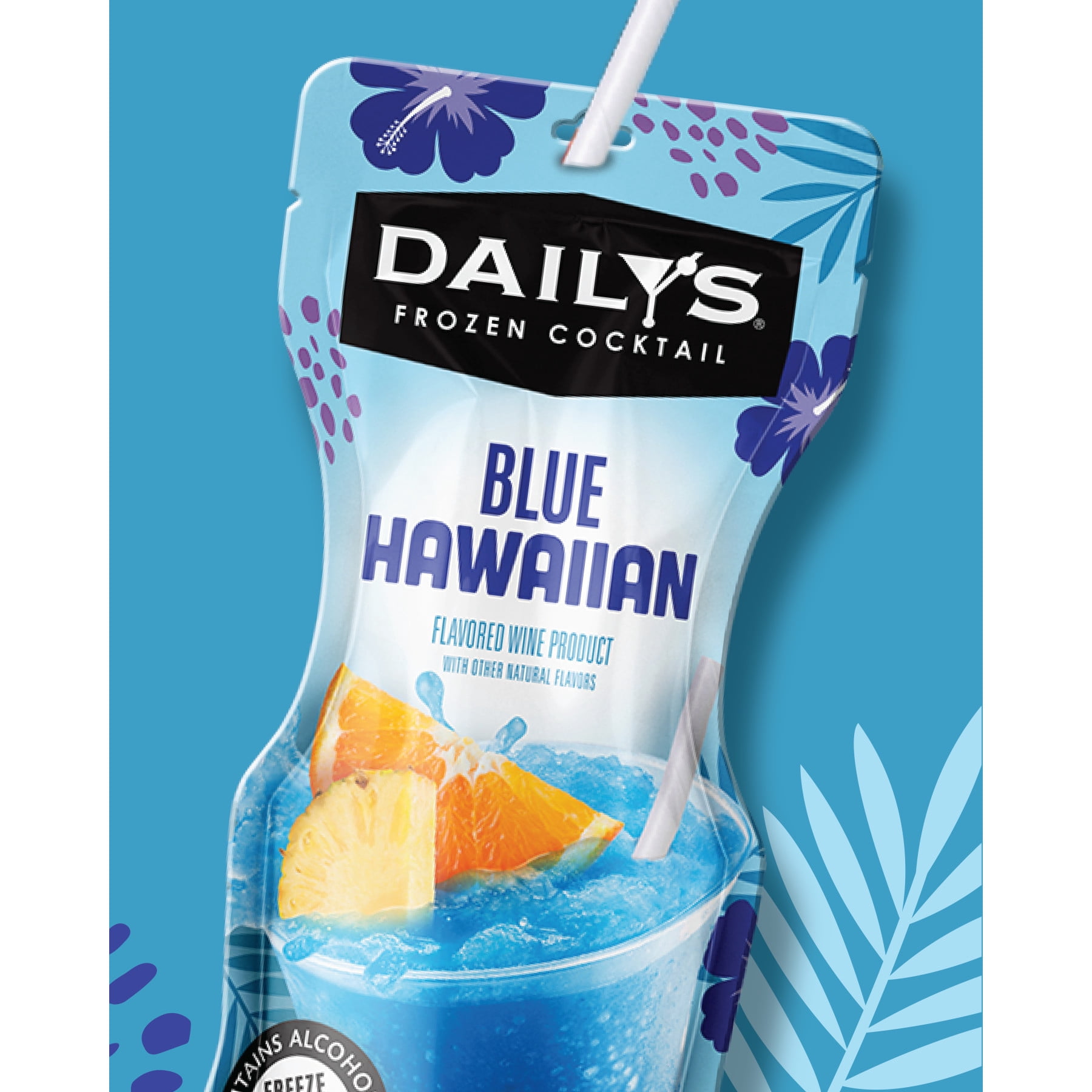 Daily's Blue Hawaiian Orange Tropical Wine Based Cocktail, 10 oz Pouch, 5.0% ABV