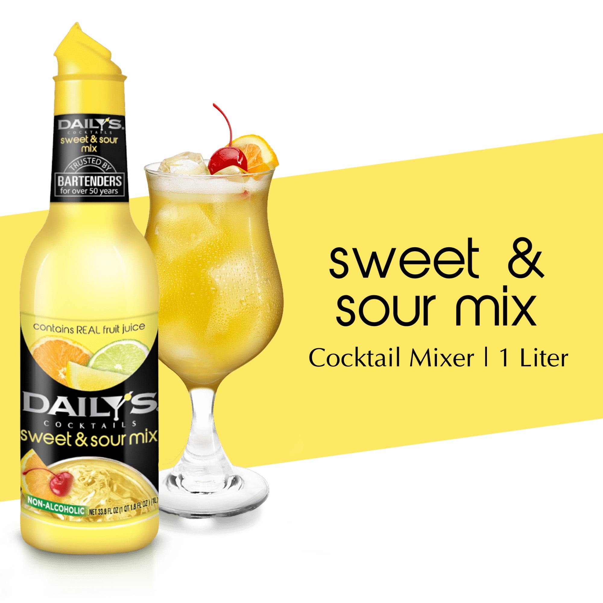 Daily's Cocktails Sweet and Sour Cocktail Mixers, 1 Liter Plastic Bottle