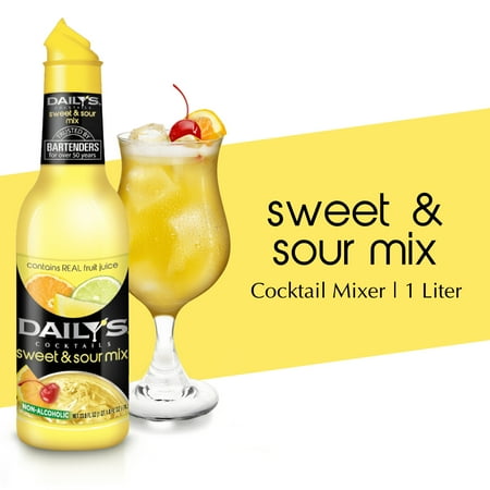 Daily's Cocktails Sweet and Sour Cocktail Mixers, 1 Liter Plastic Bottle