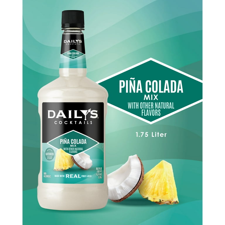 Daily's Non-Alcoholic Pina Colada Daiquiri Cocktail Mixer, 1.75