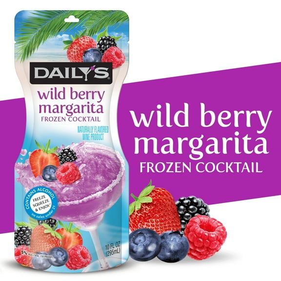 Dailys Wild Berry Margarita Ready to Drink Frozen Cocktail, 10 FL OZ Pouch