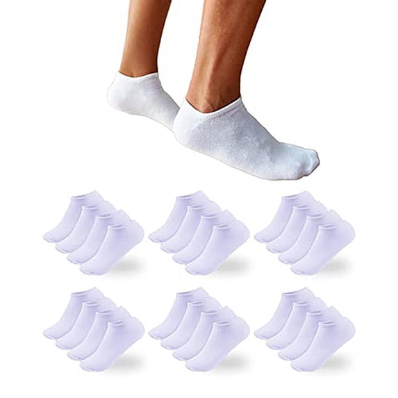 DailyChi 12-Pack Ankle Socks Bulk, Reinforced Heel Toe With Breathable Moisture-Wicking Stretchy Durable For Low-Cut Everyday Value, White