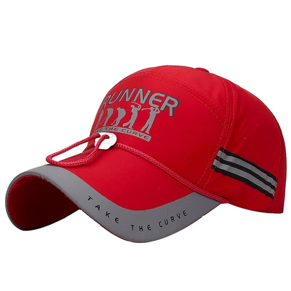 DailyChi Under $ 4 Men Women Baseball Cap Hollow Breathable Mesh Cap Reflective Strip Windproof Chin Strap Classic Stretchable Trucker Hat Golf Dad Hat Sun Block Outdoor Sun Hat Red,One Size