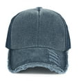 thumbnail image 1 of DailyChi Under $ 4 Men Women Baseball Cap Ripped Denim Mesh Cap Distressed Cotton Lightweight Trucker Hat Streetwear Sun Block Outdoor Sun Hat Navy,One Size, 1 of 7