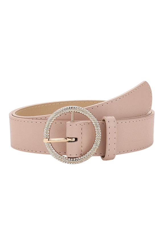 Under $4 Women'S Belt Thin Elastic Wide Skinny Stretch Elegant Retro Fashion Vintage With Rhinestone Alloy Buckle For Outdoor Casual Everyday, Pink