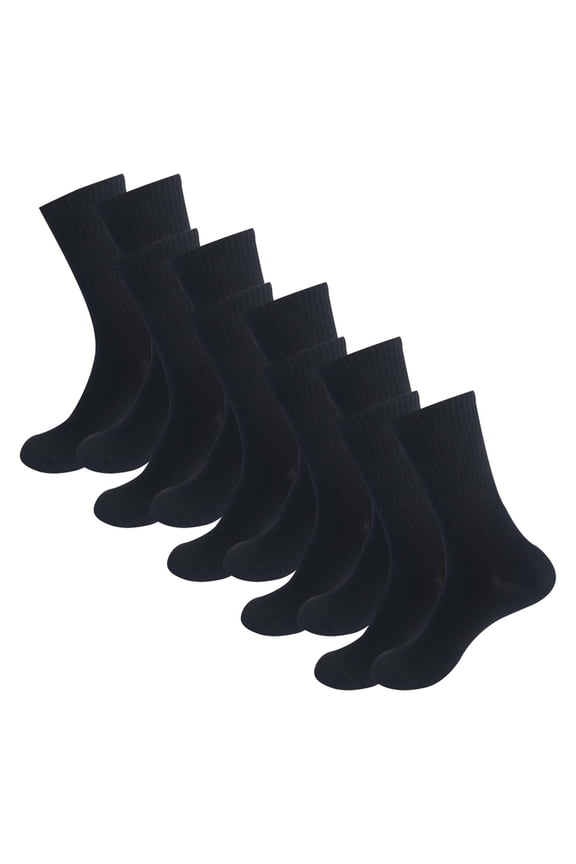 5-Pack Crew Socks, Soft Breathable Stretchy Moisture-Wicking With Reinforced Heel For Durable Calf Wear And All-Day Freshness, Black
