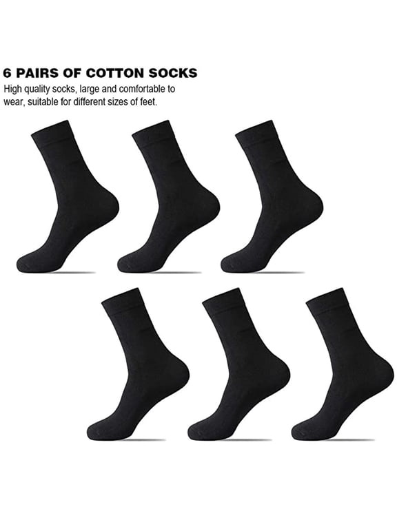 Summer Sales Under $ 5 6-Pack Crew Socks For Men, Moisture-Wicking Breathable Soft Stretchy Durable For Business And Leisure Calf Wear, Black