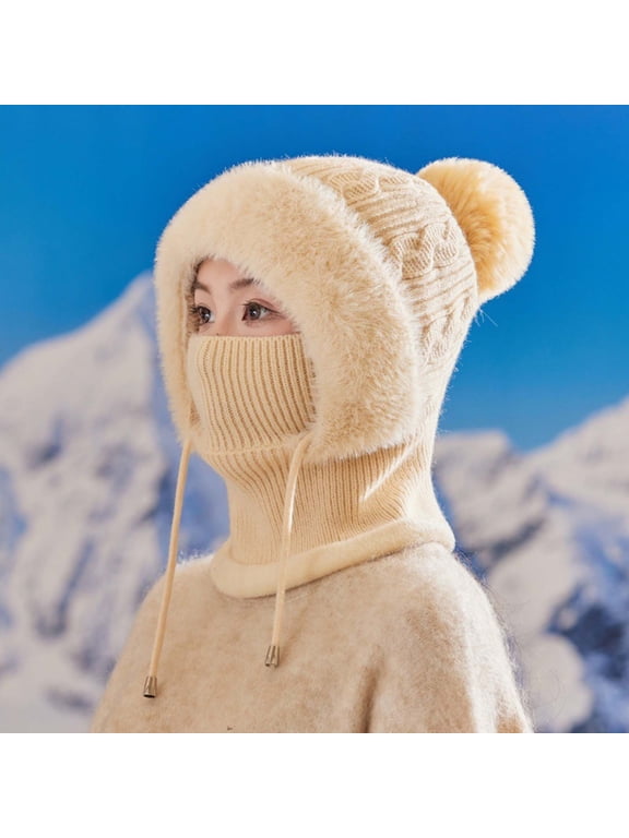 Under $7 Balaclava for Women Earflap Fleece Lined Faux Fur Running Hat Cozy Winter Accessory Caps Face Cover Ski Mask Easy Care And Wear Timeless Simple Look, A