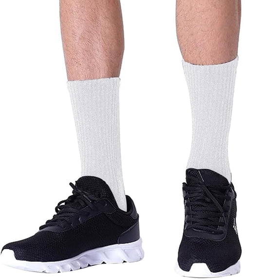 DailyChi Summer Sales Under $ 3 Athletic Crew Socks For Men, Breathable Stretchy Soft Durable With Long Tube Design For Work And Active Days, Silver