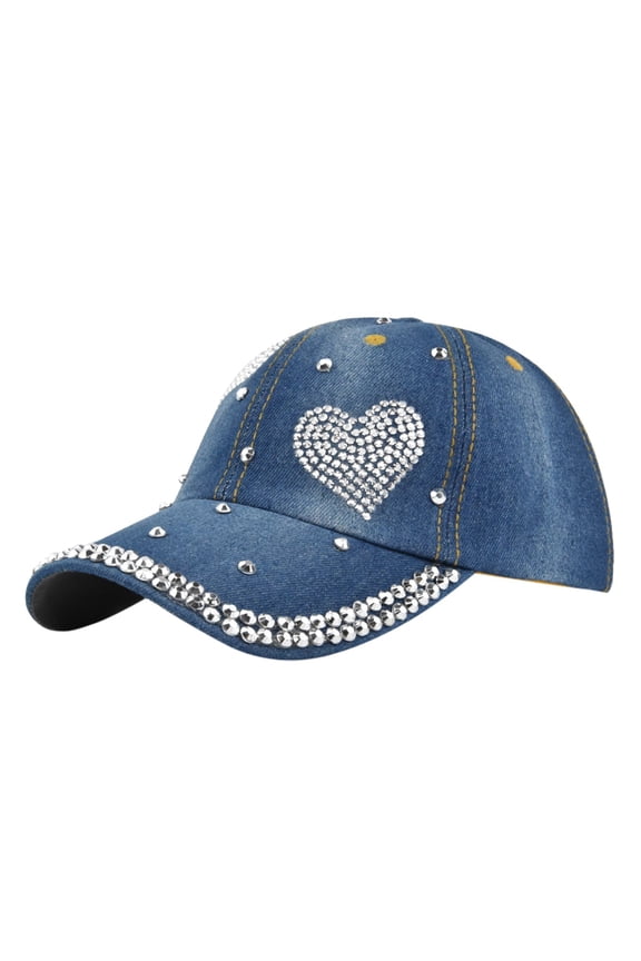 Baseball Cap Point Drill Washed Old Denim Retro Curved Brim Embroidery Adjustable UV Protection Snapback Trucker Hat Washed Cotton Hat for Outdoor Travel Daily Street Wear, Sun Hat, Blue