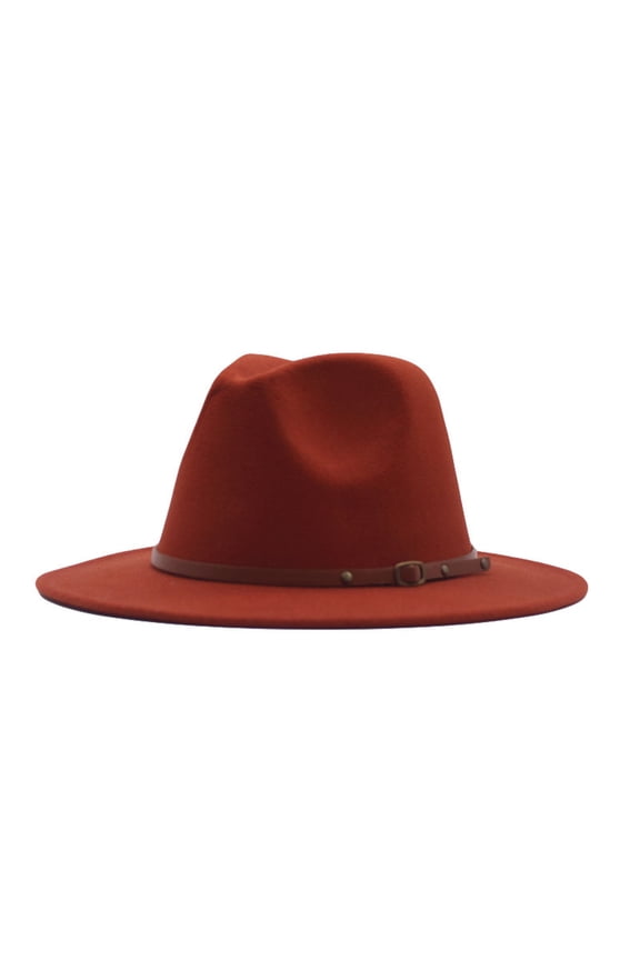 Chain Decor Fedora Hat, Wide Brim Twisted Rope Band Soft Wool Felt Panama Hat Vintage Fashion Dress Hat for Women Men Wedding Party Travel Photography Daily Casual Outfit, Sun Hat, Red
