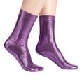 thumbnail image 1 of DailyChi Metallic Ribbed Crew Socks, Soft Breathable Stretchy Durable With Moisture-Wicking And Reinforced Heel For Shiny Style And Comfort, Purple, 1 of 5