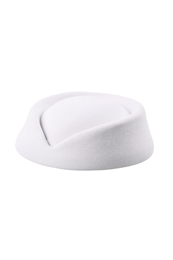 Plain Pillbox Hat Base, Wool Unadorned Fascinator Millinery Blank Air Hostess Uniform for Party Wedding Hat Making, Sun Hat, White