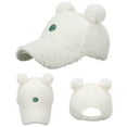 thumbnail image 1 of DailyChi Under $ 5 Baseball Cap Unisex Letter Patch Embroidery Breathable Chic Trucker Hat Cute Bear Ear Plush Warm Autumn Winter Hat White,One Size, 1 of 5