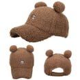 thumbnail image 1 of DailyChi Under $ 6 Baseball Cap Unisex Letter Patch Embroidery Breathable Chic Trucker Hat Cute Bear Ear Plush Warm Autumn Winter Hat Brown,One Size, 1 of 8