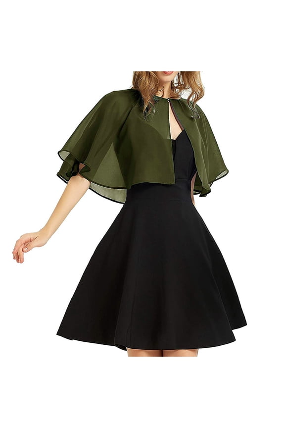 Summer Sales Under $ 2 Women Button Design Sheer Chiffon Shawl Elegant Fashion Cape Wrap For Evening Dresses