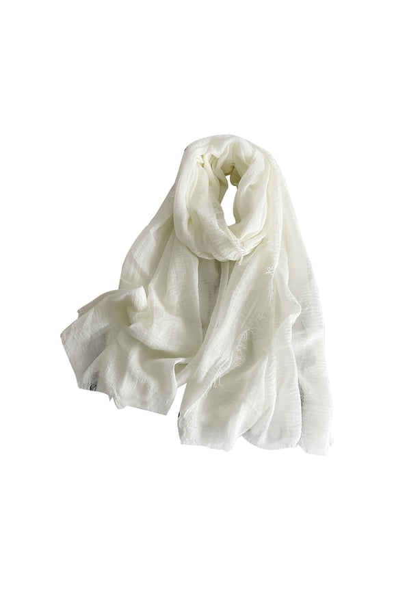 Women's Cotton Scarves Lady Light Soft Fashion Solid Scarf Wrap Shawl with Fringed