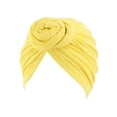thumbnail image 1 of DailyChi Women’s Headband Floral Pleated Turban Head Wrap - Solid Color Cap Underscarf, Soft Stretch Breathable Hair Cover, Chemo Cancer Hat, Hijab Inner Base for Daily & Sleep, Yellow, Under $4, 1 of 2
