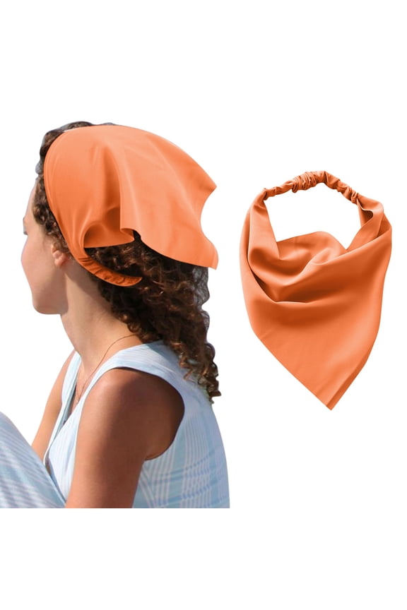 Women’s Solid Color Triangle Bandana Head Scarf - Elastic Ruched Back, Soft Stretchy Breathable Hair Kerchief for Daily Outdoor Casual Wear, Multicolor, Under $3