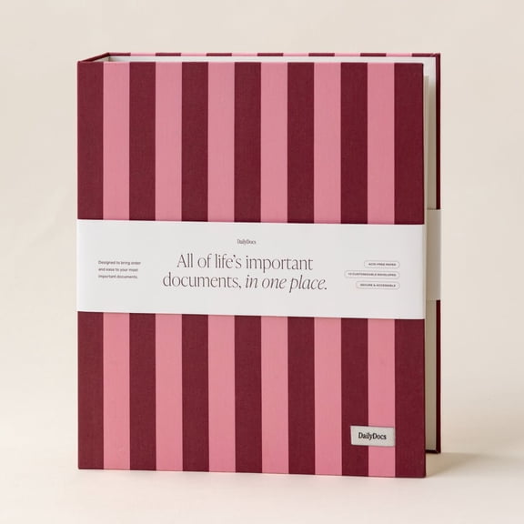 DailyDocs Document Organizer Binder for Important Papers & Passports, Sangria