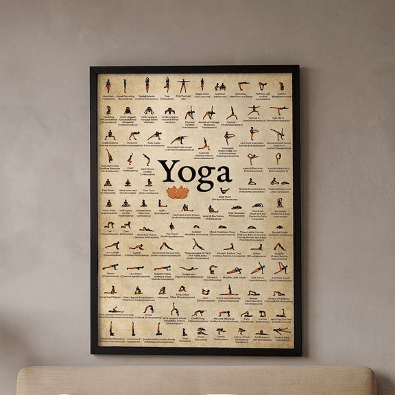 DailyMood 100 Poses Chakra and Asana Reference Chart Yoga Room Decor Poster Print Unframed