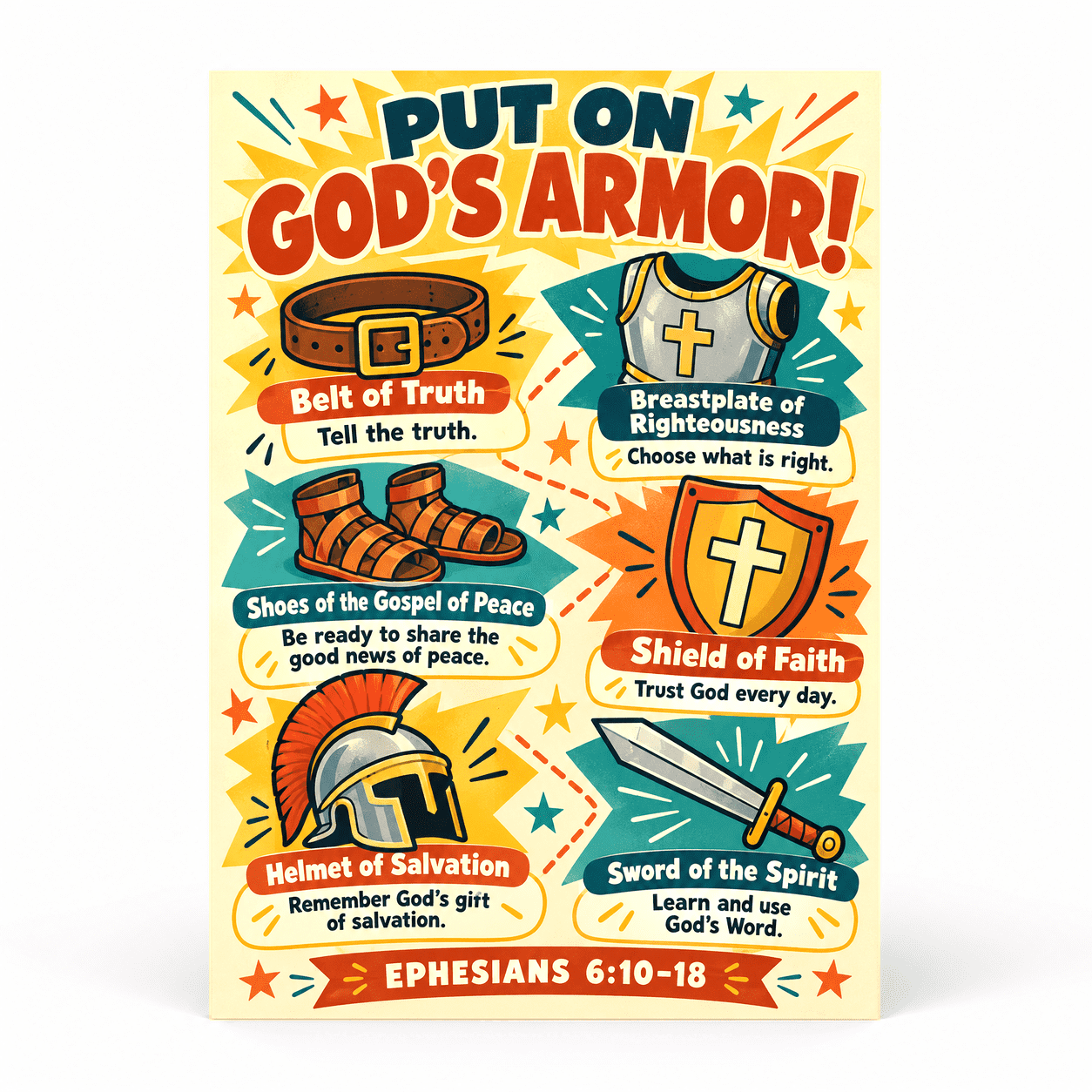 DailyMood Armor of God Poster, Belt of Truth Shield of Faith Sword of ...