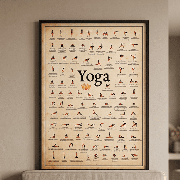DailyMood Beginner Poses Guide Chart Chair Yoga Poster Unframed Wall Art Print