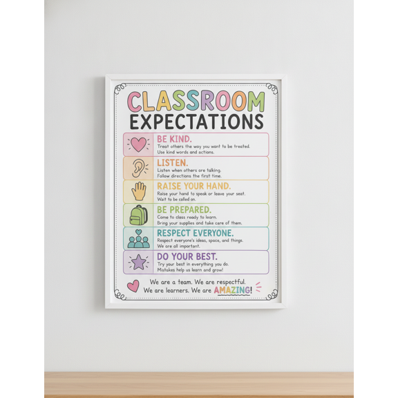 DailyMood Bright Classroom Expectations Behavior Rules One Rule Classroom Poster Unframed Art Print