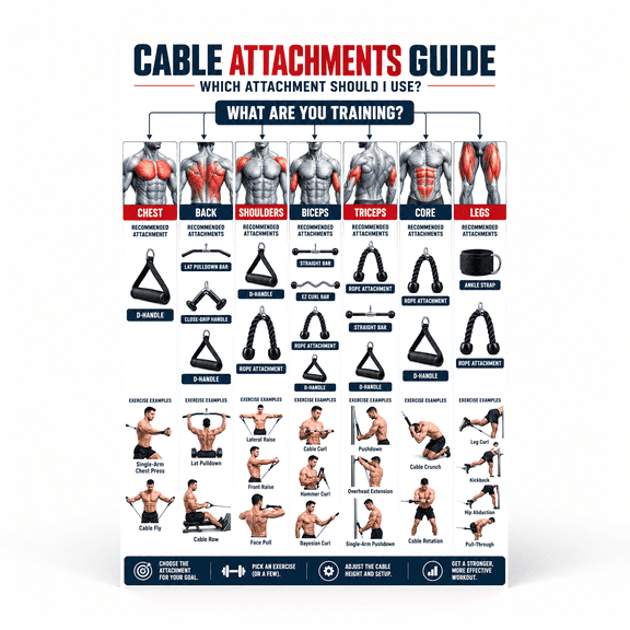 Ab Muscles Reference DailyMood Cable Machine Workout Poster, Essential Full Body Exercises ...