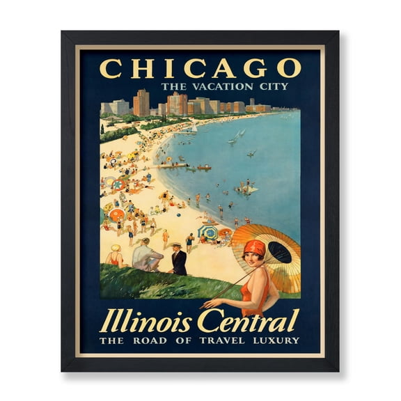 DailyMood Chicago Illinois Central Vintage Retro Travel Poster Vacation Wall Art