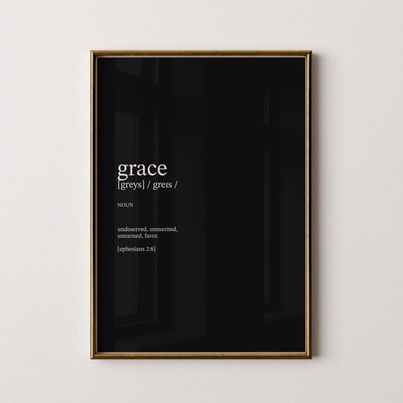 DailyMood Christian Grace Definition Typography Scripture Wall Art Poster Print Frameless