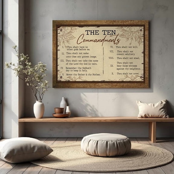 DailyMood Christian Scripture Landscape Bible Verse Ten Commandments Poster Frameless