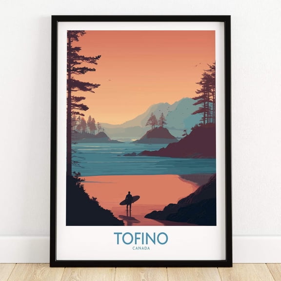 DailyMood Coastal Pine Tree Ocean View Tofino Canada Wall Art Poster Print Unframed Multicolor