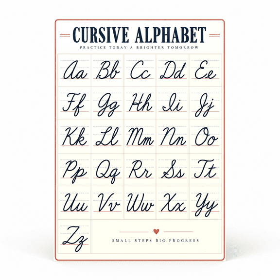 DailyMood Cursive Alphabet Motivational Vintage Handwriting Matte Unframed Wall Art Poster