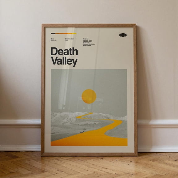 DailyMood Death Valley California Mid Century Retro Abstract Travel National Park Poster Multicolor Unframed Art Print