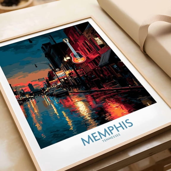 DailyMood Downtown Nightlife Cityscape Memphis Tennessee Wall Art Poster Print Multicolor