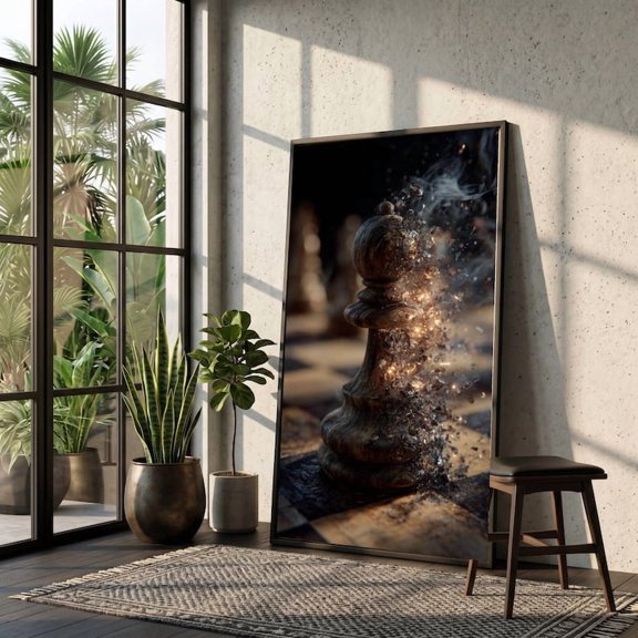 DailyMood Dramatic Exploding Chess Pawn Abstract Canvas Wall Art Print Poster Frameless