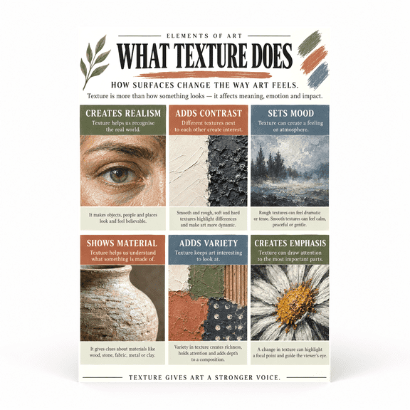 DailyMood Elements of Art Poster for Classroom, Texture Examples Infographic, Unframed