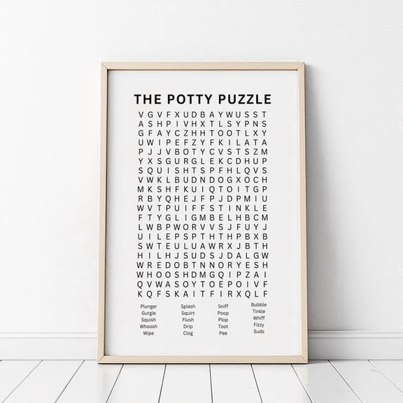DailyMood Funny Word Search Puzzle Bathroom Wall Art Humorous Powder Room Poster Unframed