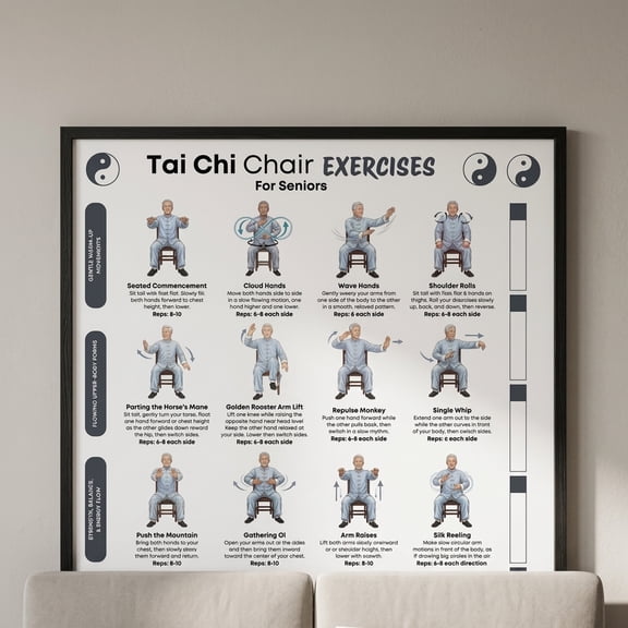 DailyMood Gentle Balance Workout Chart Chair Tai Chi Poster Unframed Paper Print