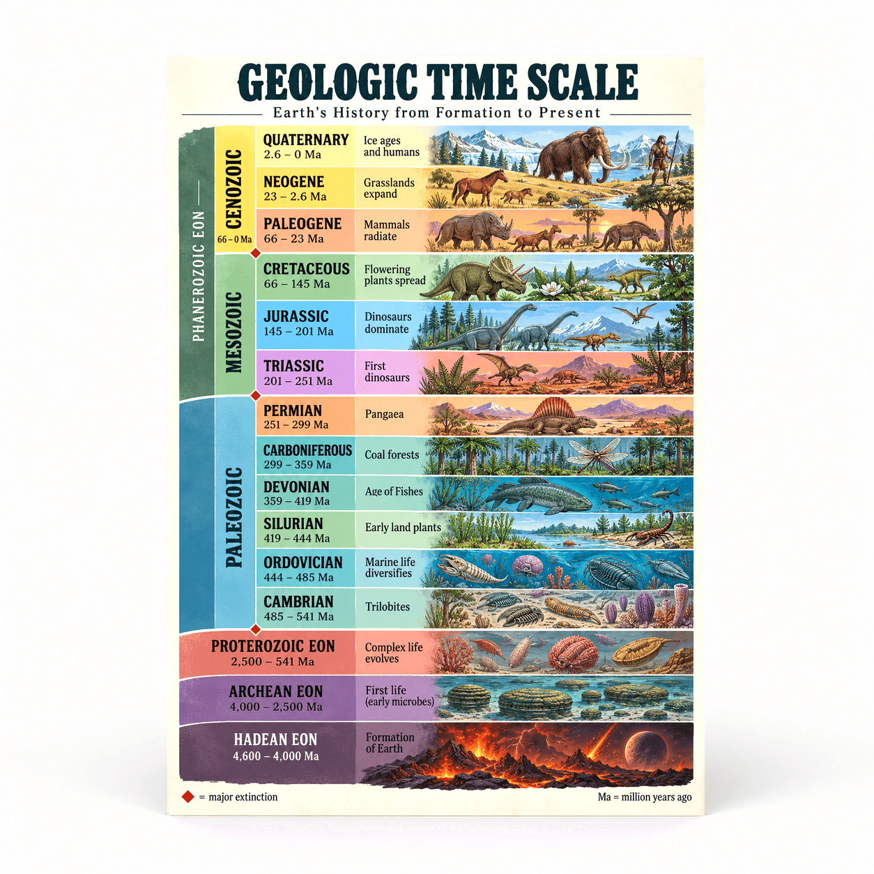 Simple Post Es DailyMood Geologic Time Poster, Earth Formation to Present Geologic ...